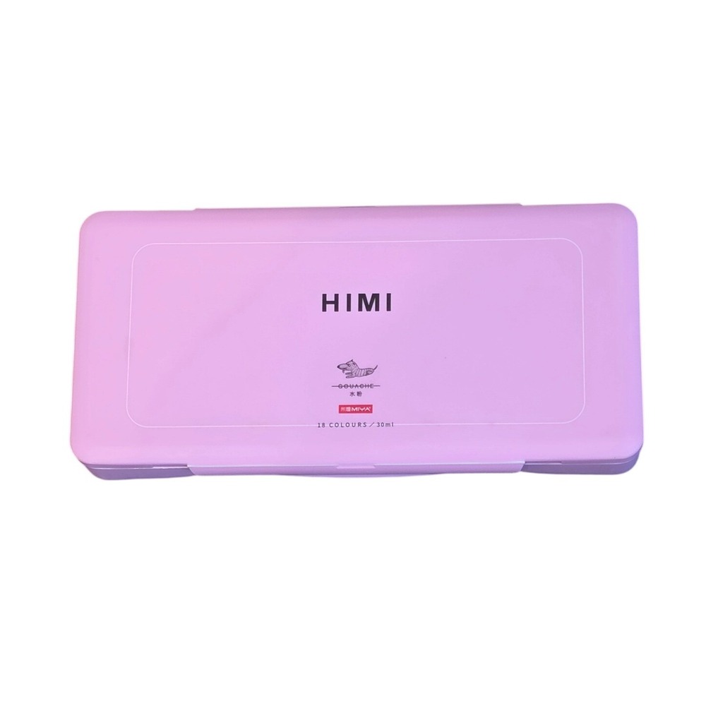 HIMI Miya Gouache Paint Set 18 Colors 30ml Jelly Cups Pink Case with Palette - Picture 2 of 5